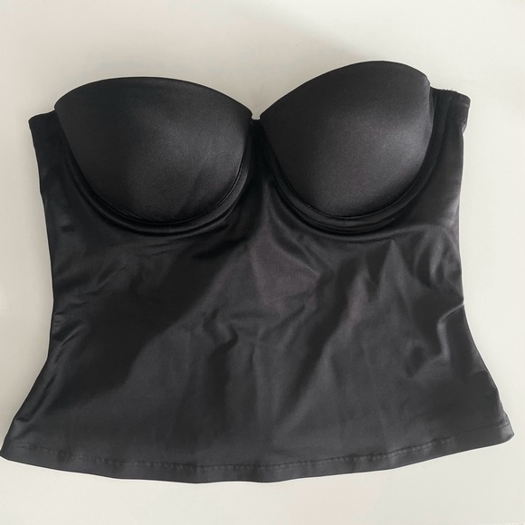 Vintage Y2K 2002 black push-up balconette 34B bustier strapless option - Picture 3 of 11
